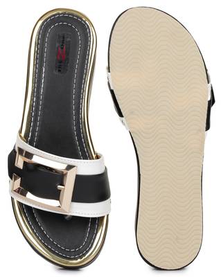 Shezone Beautiful black  toe separator   flat forms sandals  5