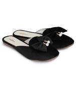 Shezone Beautiful Black slip on mules flat sandals 