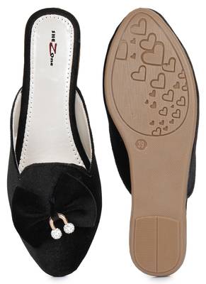 Shezone Beautiful Black slip on mules flat sandals  5