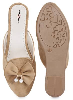 Shezone Beautiful Beige slip on mules flat sandals  5