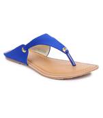 Blue solid synthetic sandals