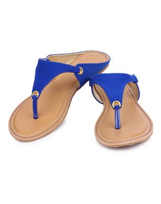 Blue solid synthetic sandals 4