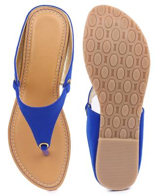 Blue solid synthetic sandals 5