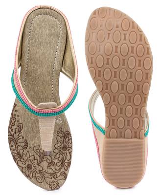 Beige solid synthetic sandals 5