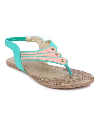 Green solid synthetic sandals 1