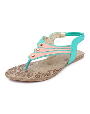 Green solid synthetic sandals 2