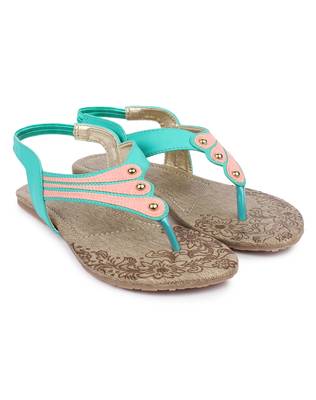 Green solid synthetic sandals 3