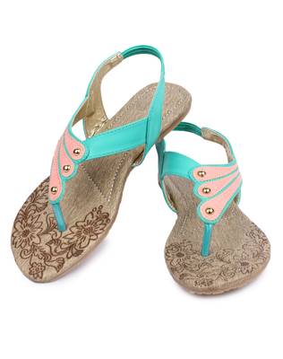 Green solid synthetic sandals 4