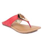 Pink solid synthetic sandals
