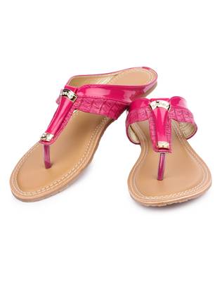 Pink solid synthetic sandals 4