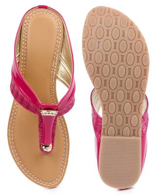 Pink solid synthetic sandals 5
