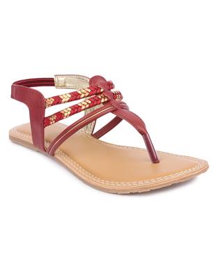 Maroon solid synthetic sandals 1