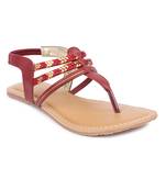 Maroon solid synthetic sandals