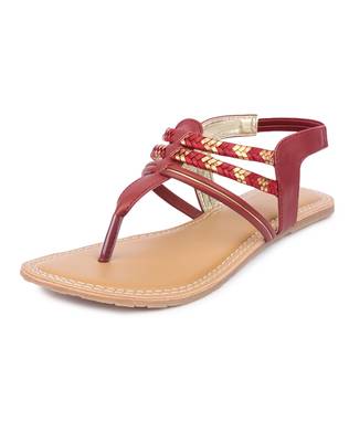 Maroon solid synthetic sandals 2