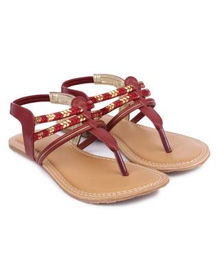 Maroon solid synthetic sandals 3