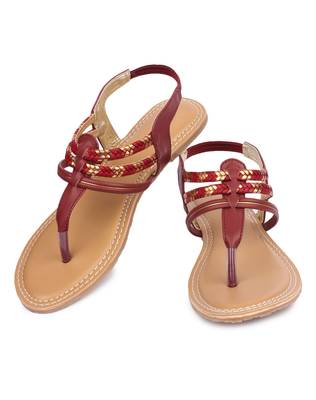 Maroon solid synthetic sandals 4