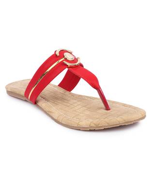 Red solid synthetic sandals 1