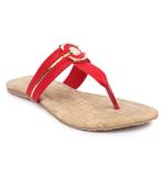 Red solid synthetic sandals