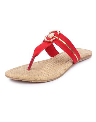 Red solid synthetic sandals 2