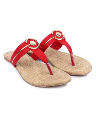 Red solid synthetic sandals 3