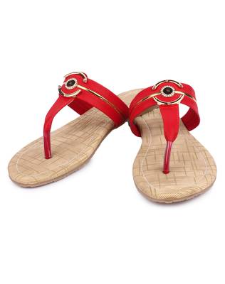 Red solid synthetic sandals 4