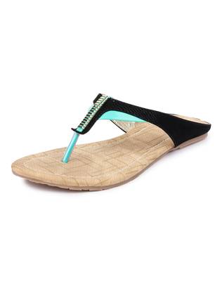 Black solid synthetic sandals 2