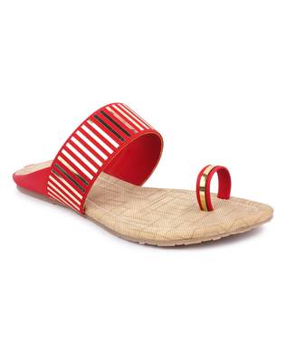 Red solid synthetic sandals 1