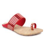 Red solid synthetic sandals