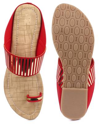 Red solid synthetic sandals 5