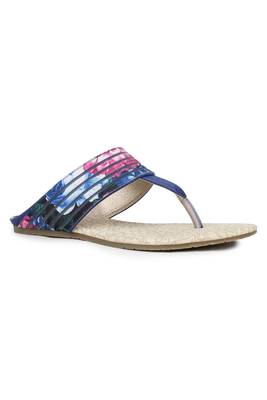 Blue solid synthetic sandals 1