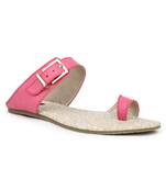 Pink solid synthetic sandals