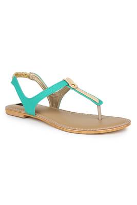 Green solid synthetic sandals 1