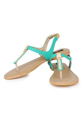Green solid synthetic sandals 2