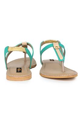 Green solid synthetic sandals 3