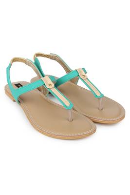 Green solid synthetic sandals 4