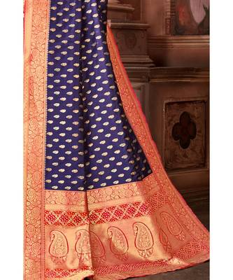 voilet woven blended silk banarasi saree with blouse 2