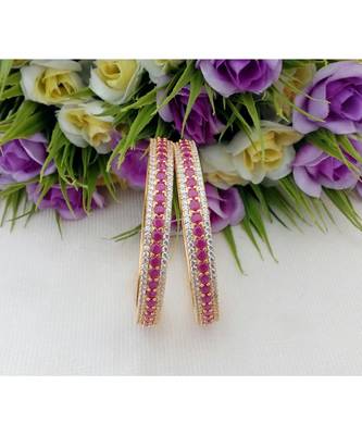 Eye Catching Desinger Bangle Made Out From Cubic Zircon & Ruby Stones 1