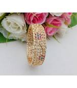 Gorgeous Gold Tone Bangle With Cz, Ruby & Emerald Stones