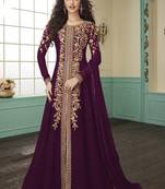 Purple Embroidered Faux Georgette Salwar