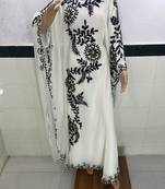 white georgette moroccan islamic dubai kaftan farasha aari and stone work dress