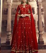 Maroon Embroidered Net Salwar