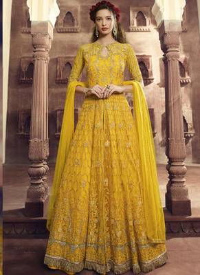 Yellow Embroidered Net Salwar 1