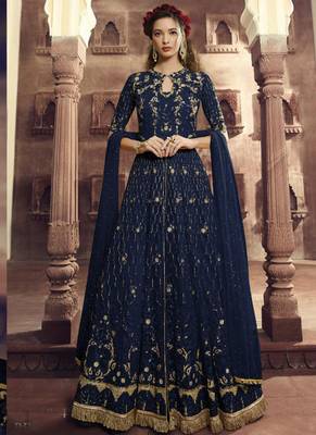 Blue Embroidered Net Salwar 1