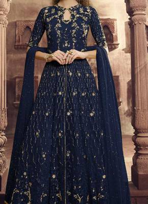 Blue Embroidered Net Salwar 2