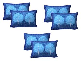 blue Cotton Printed Pillow Covers 3 Sets (6 Pieces) 1