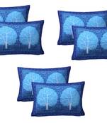 blue Cotton Printed Pillow Covers 3 Sets (6 Pieces)