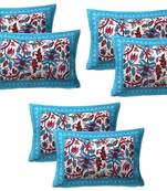 green Cotton Printed Pillow Covers 3 Sets (6 Pieces)