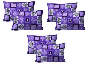 purple Cotton Printed Pillow Covers 3 Sets (6 Pieces) 1