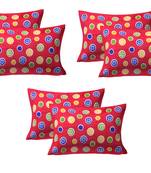 red Cotton Printed Pillow Covers 3 Sets (6 Pieces)