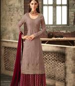 Pink Georgette Multi Stone Work Palazzo Semi Suit